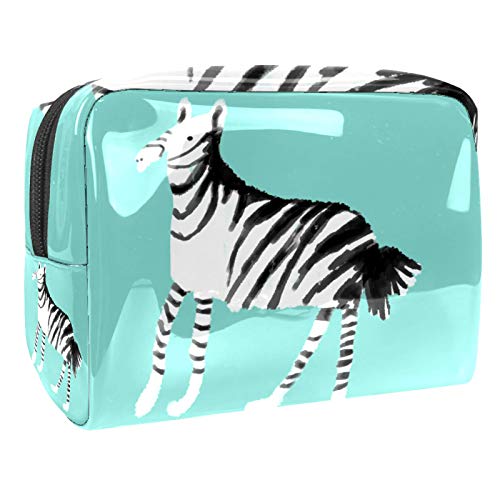 Kleine Make-up-Tasche, Reise-Kosmetiktasche für Damen und Mädchen, wasserdicht, tragbar, Kulturbeutel, tägliche Aufbewahrung, Organizer, niedliches Zebra von FunHOMEs