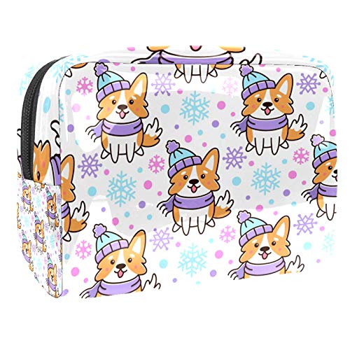 Kleine Make-up-Tasche, Reise-Kosmetiktasche für Frauen und Mädchen, Geschenke, wasserdicht, tragbar, Kulturbeutel, tägliche Aufbewahrung, Organizer, niedliche Hunderasse, walisischer Corgi von FunHOMEs