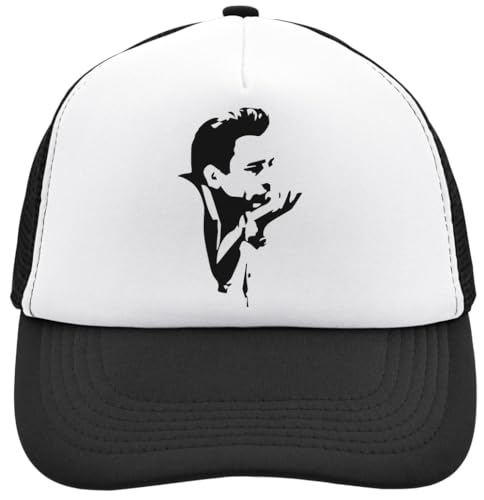 Functon+ Country Singer Legend Portrait Mesh Back Trucker Cap Adjustable Snapback Hat Casu White, Schwarz , Einheitsgröße von Functon+