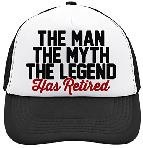 Functon+ The Man The Myth The Legend Has Retired Mesh Back Trucker Cap Adjustable Snapback Hat Brushed Cotton with Buckle Black, Schwarz , Einheitsgröße von Functon+