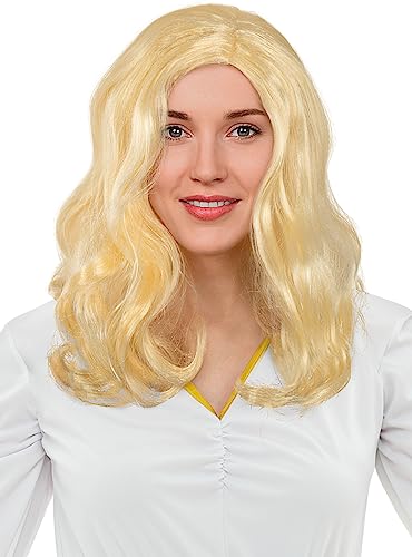 Funidelia | Blonde Perücke mit Wellen für Damen Lustige & Ausgefallene - Zubehör für Erwachsene, Zubehör für Kostüm - Gelb von Funidelia