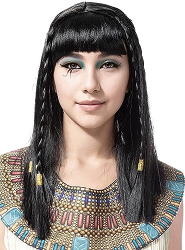 Funidelia | Kleopatra Perücke für Damen Ägypten, Pharao, Königin von Ägypten, Länder - Zubehör für Erwachsene, Zubehör für Kostüm - Schwarz von Funidelia