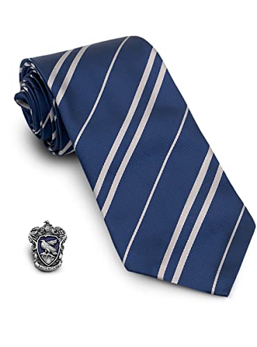 Funidelia | Ravenclaw Harry Potter Krawatte mit Anstecknadel für Herren Das beste Merchandising, um echte Fans zu Weihnachten, Geburtstagen oder andere Anlässen - Blau von Funidelia