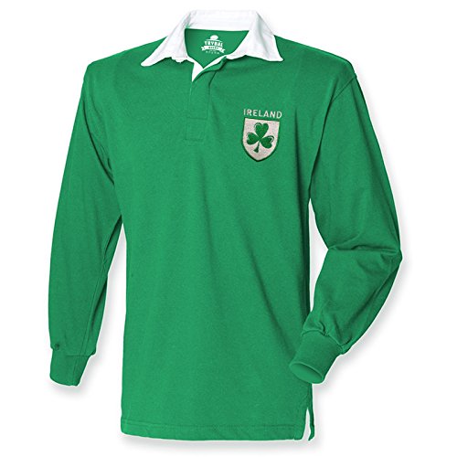 Retro Herren-Rugbyshirt für Irland-Fans, Trikot mit Kleeblatt-Logo 6 Nations Irisch Gr. S, Grün - Irish Green Retro Herren-Rugbyshirt für Irland-Fans, Trikot mit Kleeblatt-Logo 6 Nations Irisch Gr. S, Grün - Irish Green von FunkyShirt