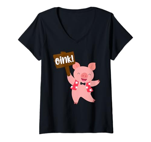Damen Lustige Schweinekunst für Männer, Frauen, Kinder, Bauernhoftier-Liebhaber T-Shirt mit V-Ausschnitt Damen Lustige Schweinekunst für Männer, Frauen, Kinder, Bauernhoftier-Liebhaber T-Shirt mit V-Ausschnitt von Funny Pig Gift Farm Animal Lover