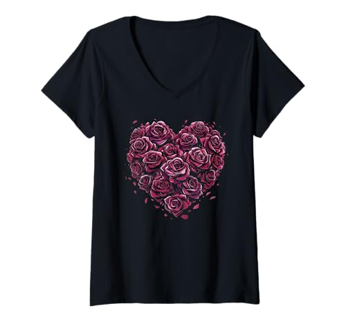 Damen Süße Rose für Männer, Frauen, Kinder, Blumenliebhaber, Gartenarbeit, Blumenmuster T-Shirt mit V-Ausschnitt Damen Süße Rose für Männer, Frauen, Kinder, Blumenliebhaber, Gartenarbeit, Blumenmuster T-Shirt mit V-Ausschnitt von Funny Rose Gift Flower Lover