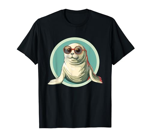 Lustige junge Robbe mit Sonnenbrille für Kinder T-Shirt von Funny seal animal