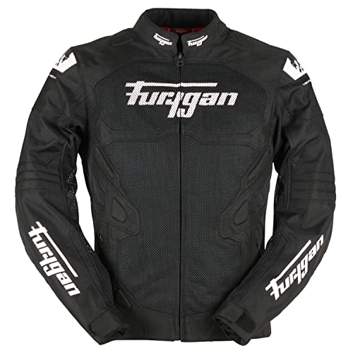 Furygan Herren-Motorradjacke ATOM VENTED EVO - Erweiterter Schulter- und Ellbogenschutz D3O - Atmungsaktiv - Verstellbare Ärmel, schwarz-weiß, L (42-44) von Furygan