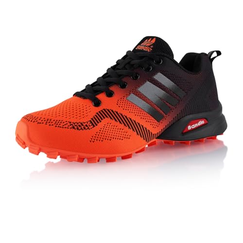 Fusskleidung® Damen Herren Wanderschuhe Bequeme Trail Running Trekkingschuhe Orange Schwarz Schwarz EU 40 von Fusskleidung