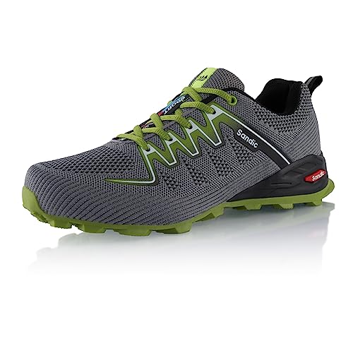 Fusskleidung® Damen Herren Wanderschuhe Bequeme Trail Running Trekkingschuhe Grau Grün EU 42 von Fusskleidung