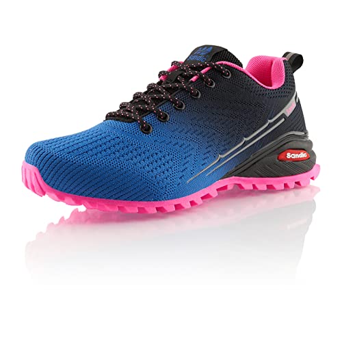 Fusskleidung® Damen Herren Wanderschuhe Bequeme Trail Running Trekkingschuhe Blau Schwarz Pink EU 36 von Fusskleidung