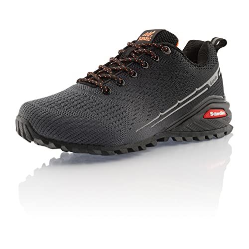 Fusskleidung® Damen Herren Wanderschuhe Bequeme Trail Running Trekkingschuhe Grau Schwarz EU 36 von Fusskleidung