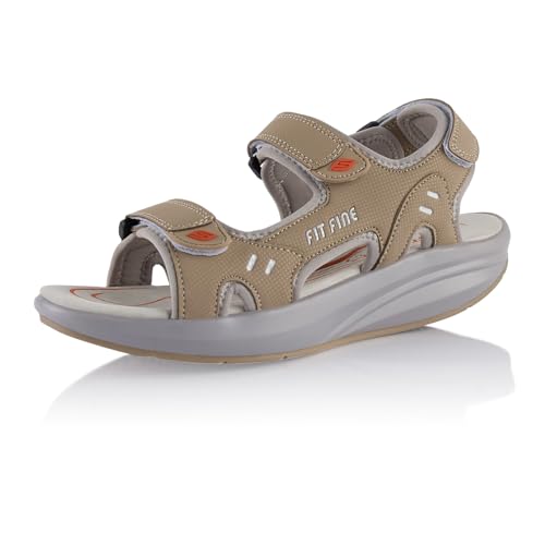 Fusskleidung® Damen Herren Sandalen Sommer Abrollsohle leichte Gesundheitsschuhe Beige Grau EU 42 von Fusskleidung