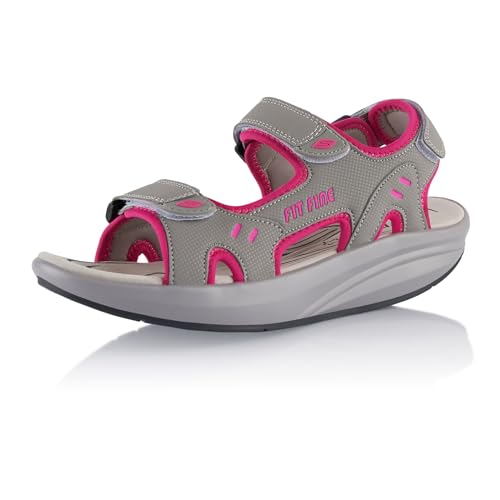 Fusskleidung® Damen Herren Sandalen Sommer Abrollsohle leichte Gesundheitsschuhe Grau Pink EU 37 von Fusskleidung