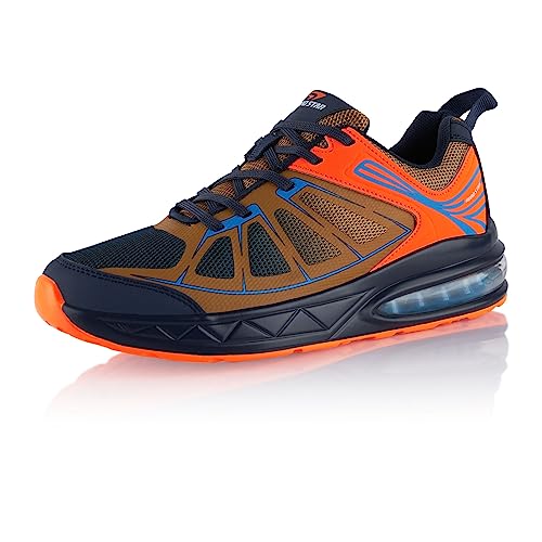 Fusskleidung® Damen Herren Sportschuhe Dämpfung Sneaker leichte Laufschuhe Blau Braun Orange EU 43 von Fusskleidung