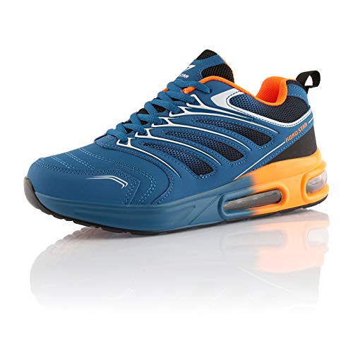 Fusskleidung® Damen Herren Sportschuhe Dämpfung Sneaker leichte Laufschuhe Blau Orange EU 36 von Fusskleidung