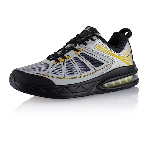 Fusskleidung® Damen Herren Sportschuhe Dämpfung Sneaker leichte Laufschuhe Hellgrau Gelb EU 42 von Fusskleidung