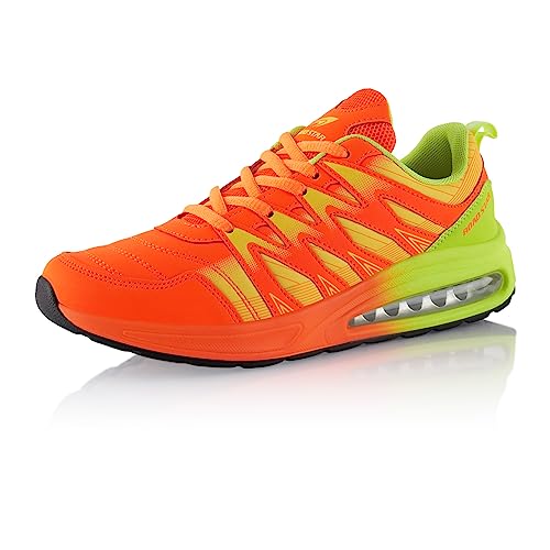 Fusskleidung® Damen Herren Sportschuhe Dämpfung Sneaker leichte Laufschuhe Orange Grün Grün EU 46 von Fusskleidung