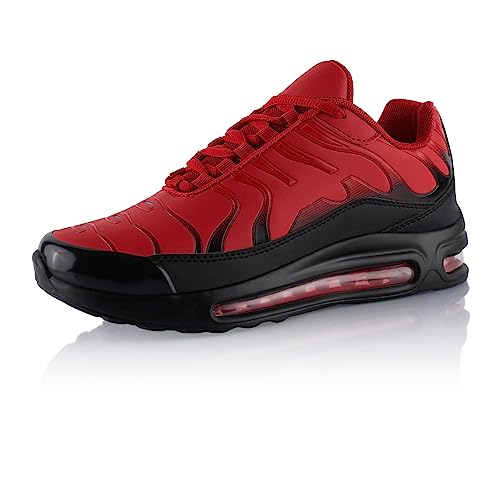 Fusskleidung® Damen Herren Sportschuhe Dämpfung Sneaker leichte Laufschuhe Rot Schwarz Grau EU 39 von Fusskleidung