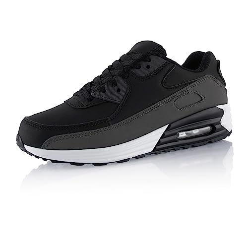 Fusskleidung® Damen Herren Sportschuhe Dämpfung Sneaker leichte Laufschuhe Schwarz Grau Weiss EU 38 von Fusskleidung