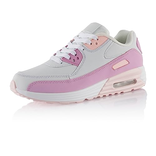 Fusskleidung® Damen Herren Sportschuhe Dämpfung Sneaker leichte Laufschuhe Weiss Rosa Rosa EU 36 von Fusskleidung