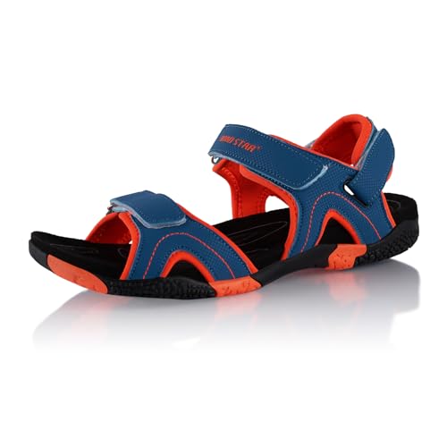 Fusskleidung® Damen Herren Trekkingsandalen Sommer Wanderschuhe Sandalen robuste Profilsohle Blau Orange Schwarz EU 43 von Fusskleidung