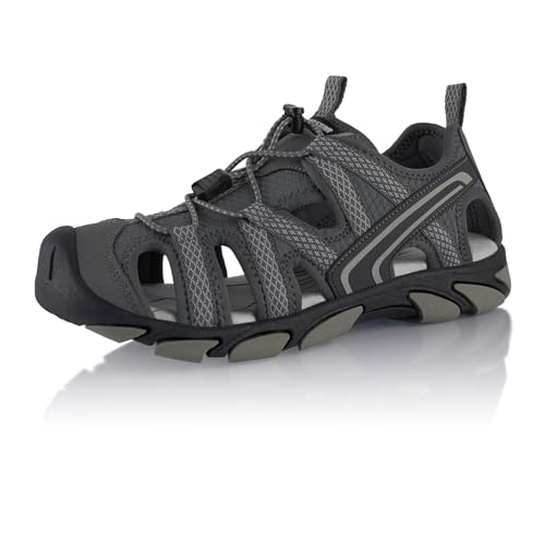 Fusskleidung® Damen Herren Trekkingsandalen Sommer Wanderschuhe Sandalen robuste Profilsohle Grau EU 39 von Fusskleidung