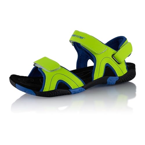 Fusskleidung® Damen Herren Trekkingsandalen Sommer Wanderschuhe Sandalen robuste Profilsohle Grün Blau EU 38 von Fusskleidung