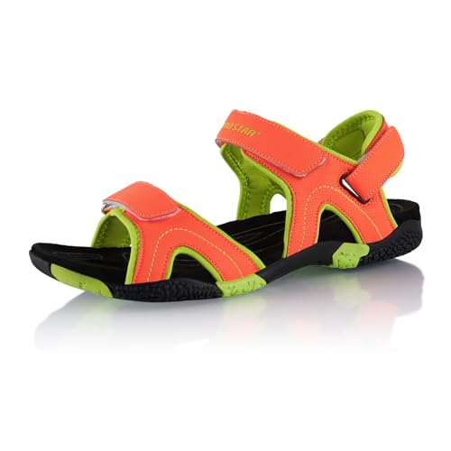 Fusskleidung® Damen Herren Trekkingsandalen Sommer Wanderschuhe Sandalen robuste Profilsohle Orange Grün EU 36 von Fusskleidung