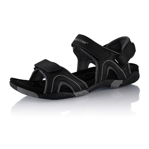 Fusskleidung® Damen Herren Trekkingsandalen Sommer Wanderschuhe Sandalen robuste Profilsohle Schwarz EU 38 von Fusskleidung