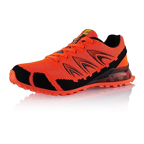 Fusskleidung® Damen Herren Wanderschuhe Dämpfung Trail Running Trekkingschuhe Orange Schwarz EU 37 von Fusskleidung