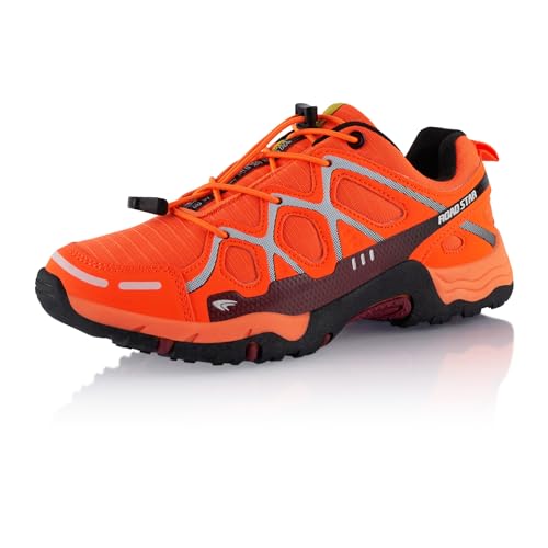 Fusskleidung® Damen Herren Wanderschuhe atmungsaktive Trekkingschuhe Orange Dunkelrot Weiß EU 46 von Fusskleidung