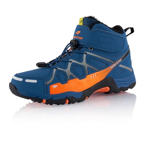 Fusskleidung® Damen Herren Wanderschuhe warm gefütterte Blau Orange EU 36 von Fusskleidung