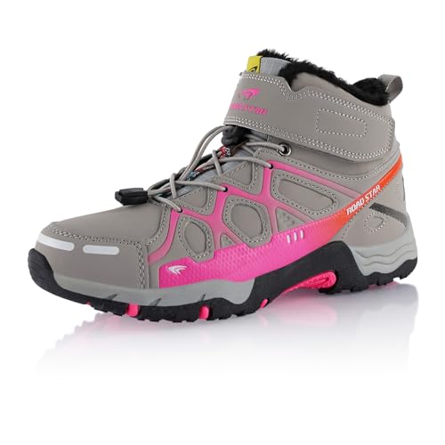 Fusskleidung® Damen Herren Wanderschuhe warm gefütterte Grau Pink EU 37 von Fusskleidung