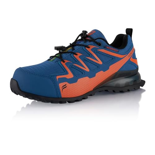 Fusskleidung® Damen Herren Wanderschuhe wasserdichte Trail Running Trekkingschuhe Blau Orange EU 39 von Fusskleidung