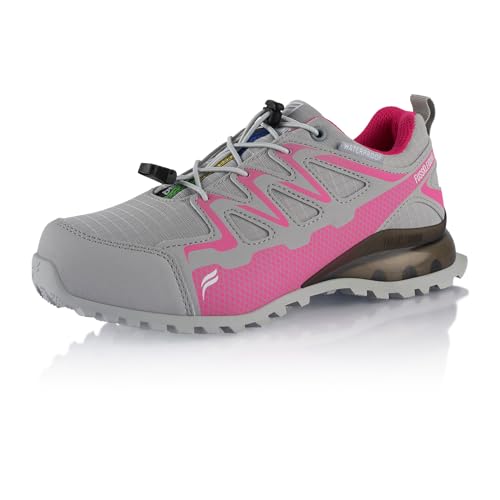 Fusskleidung® Damen Herren Wanderschuhe wasserdichte Trail Running Trekkingschuhe Grau Pink EU 36 von Fusskleidung