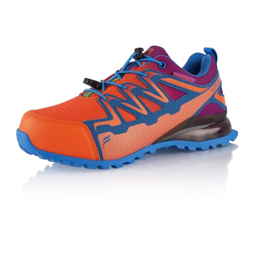 Fusskleidung® Damen Herren Wanderschuhe wasserdichte Trail Running Trekkingschuhe Orange Blau EU 37 von Fusskleidung