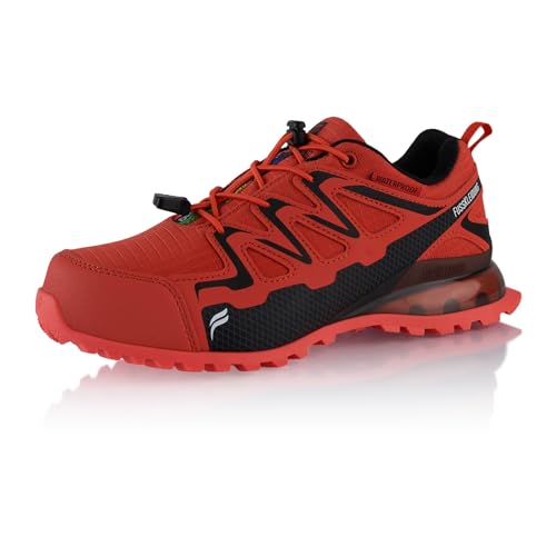 Fusskleidung® Damen Herren Wanderschuhe wasserdichte Trail Running Trekkingschuhe Orange Schwarz EU 36 von Fusskleidung