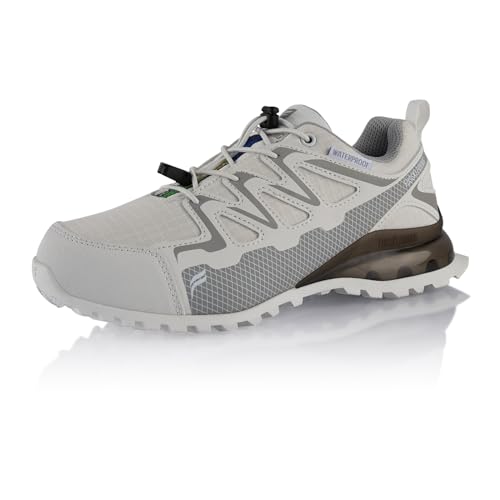 Fusskleidung® Damen Herren Wanderschuhe wasserdichte Trail Running Trekkingschuhe Weiß Grau EU 43 von Fusskleidung