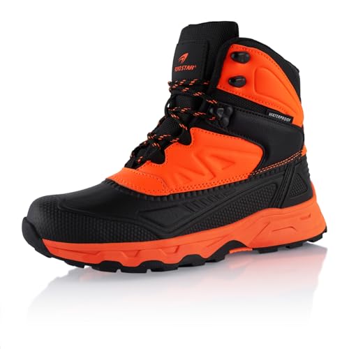 Fusskleidung® Damen Herren Wasserdichte Stiefel warme Winterschuhe Orange Schwarz 36 von Fusskleidung