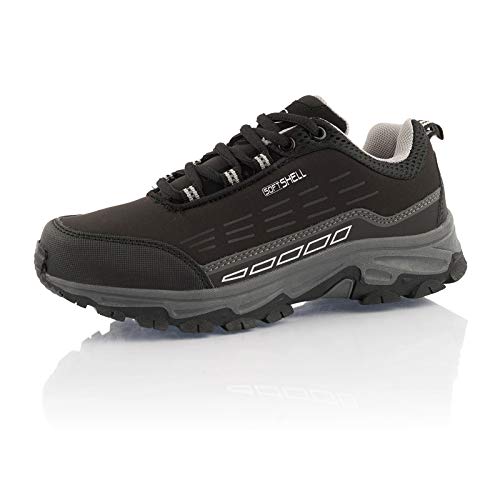 Fusskleidung® Damen Herren Wanderschuhe Wasserabweisende Trekkingschuhe Schwarz Grau EU 37 von Fusskleidung