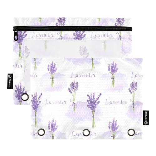 Fustylead Federmäppchen für 3-Ringbücher, Aquarell-Violett, Lavendelsträuße, Reißverschlusstasche mit transparentem Fenster, Federmäppchen für Zuhause, Büro, 2 Stück, weiß Fustylead Federmäppchen für 3-Ringbücher, Aquarell-Violett, Lavendelsträuße, Reißverschlusstasche mit transparentem Fenster, Federmäppchen für Zuhause, Büro, 2 Stück, weiß von Fustylead