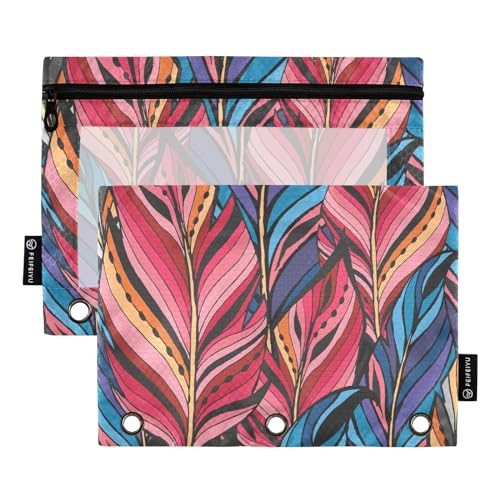 Fustylead Federmappe für 3-Ringbinder, Reißverschluss-Bleistifttasche mit transparentem Fenster, Organizer für Kosmetik, Büro, 2 Stück, mehrfarbig Fustylead Federmappe für 3-Ringbinder, Reißverschluss-Bleistifttasche mit transparentem Fenster, Organizer für Kosmetik, Büro, 2 Stück, mehrfarbig von Fustylead