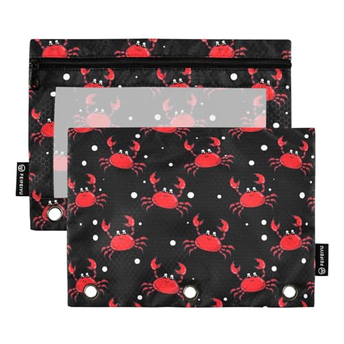 Fustylead Red Crab Federmäppchen für 3-Ringbuch, große Kapazität, Binder-Bleistifttasche mit transparentem Fenster, für Büro-Kosmetikbedarf, 2 Stück, Schwarz Fustylead Red Crab Federmäppchen für 3-Ringbuch, große Kapazität, Binder-Bleistifttasche mit transparentem Fenster, für Büro-Kosmetikbedarf, 2 Stück, Schwarz von Fustylead