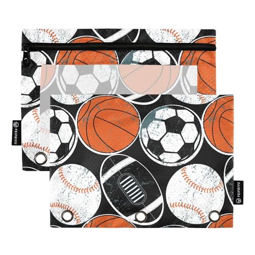 Fustylead Sport-Ball-Bleistifttasche für 3-Ringbinder, Reißverschluss-Bleistifttasche mit transparentem Fenster, Organizer für Schule, Büro, 2 Stück, Schwarz Fustylead Sport-Ball-Bleistifttasche für 3-Ringbinder, Reißverschluss-Bleistifttasche mit transparentem Fenster, Organizer für Schule, Büro, 2 Stück, Schwarz von Fustylead