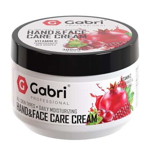 Gabri POMEGRANATE & RED GRAPES Hand & Face Care Cream - Granatapfel & Rote Traube Hand & Gesichtspflege Creme mit Vitamin C – 300ml (1 Stück) (Granatapfel & Rote Traube) von G Gabri