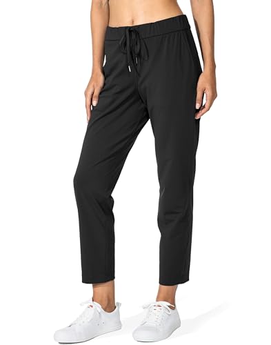 G Gradual Damenhose mit tiefen Taschen, 7/8-Stretch-Sweathose für Damen, athletisch, Golf, Lounge, Reisen, Arbeit, Schwarz, S von G Gradual