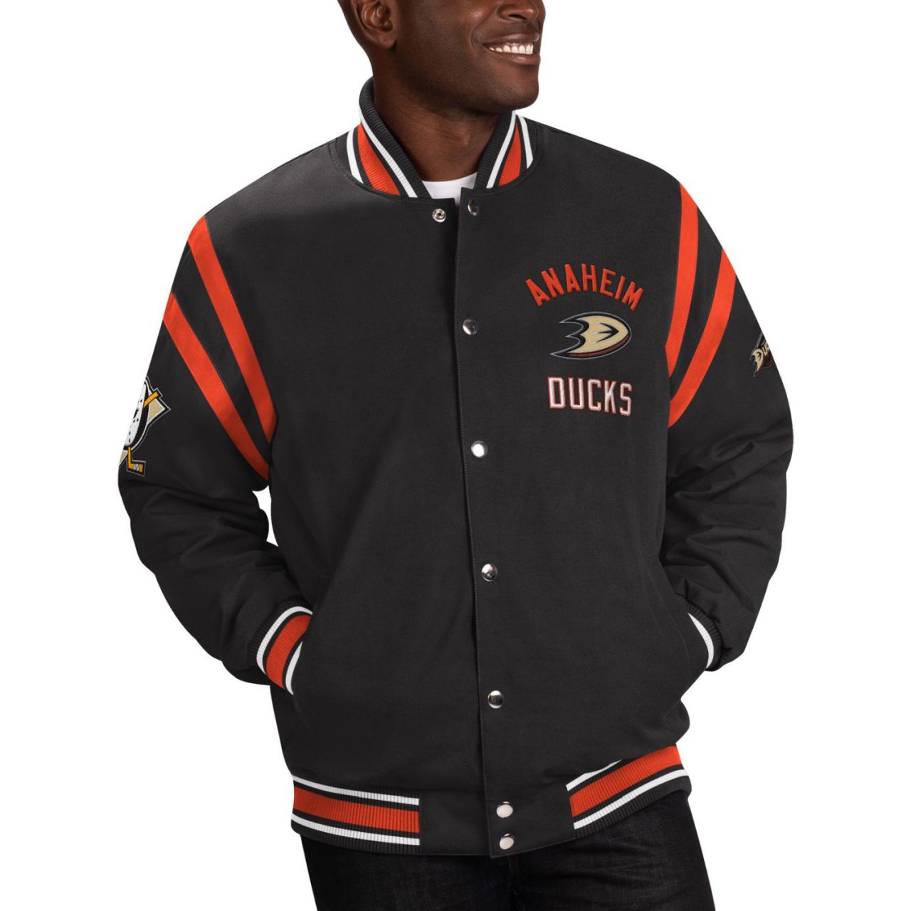 G-III Anaheim Ducks NHL Tailback Varsity Jacke von G-III