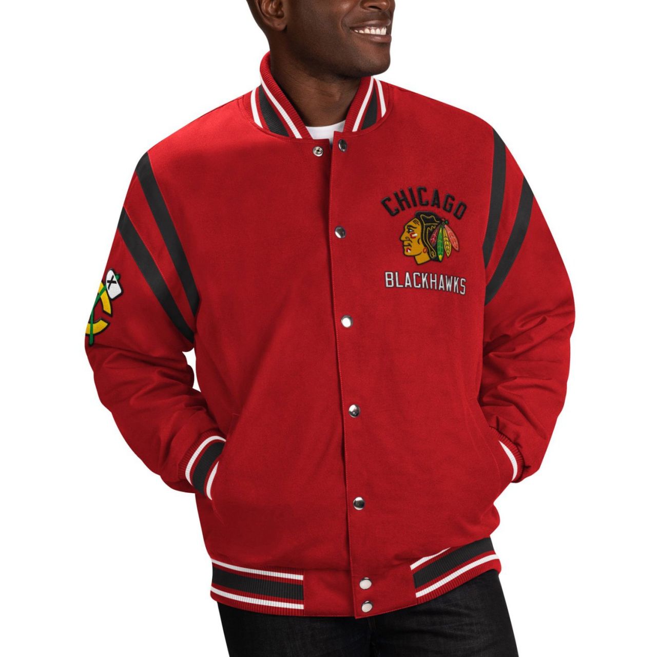 G-III Chicago Blackhawks NHL Tailback Varsity Jacke von G-III