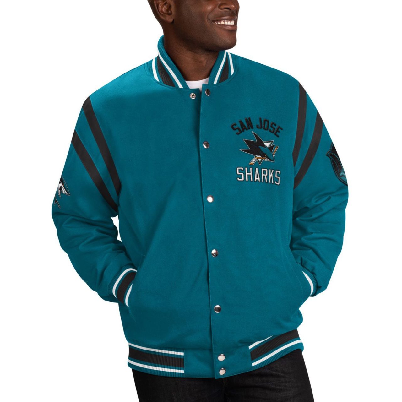 G-III San Jose Sharks NHL Tailback Varsity Jacke von G-III